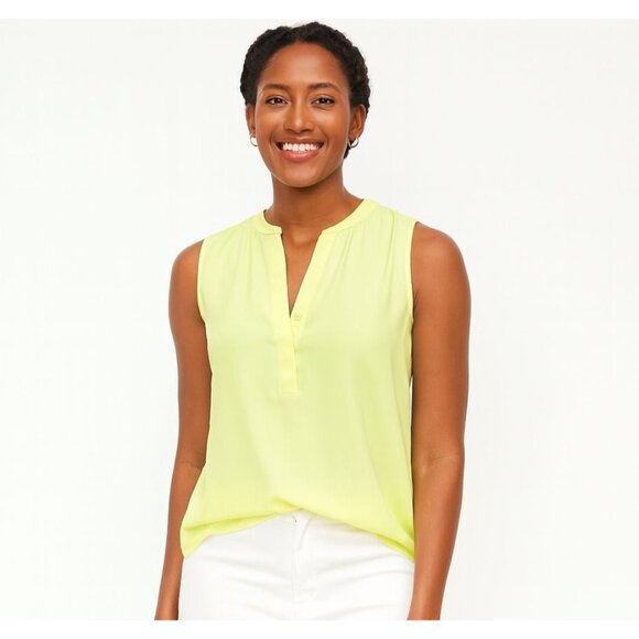 Chicos Womens Popover Split Neck Tunic Top Spring Green Sleeveless Size 1 | M - Picture 1 of 16